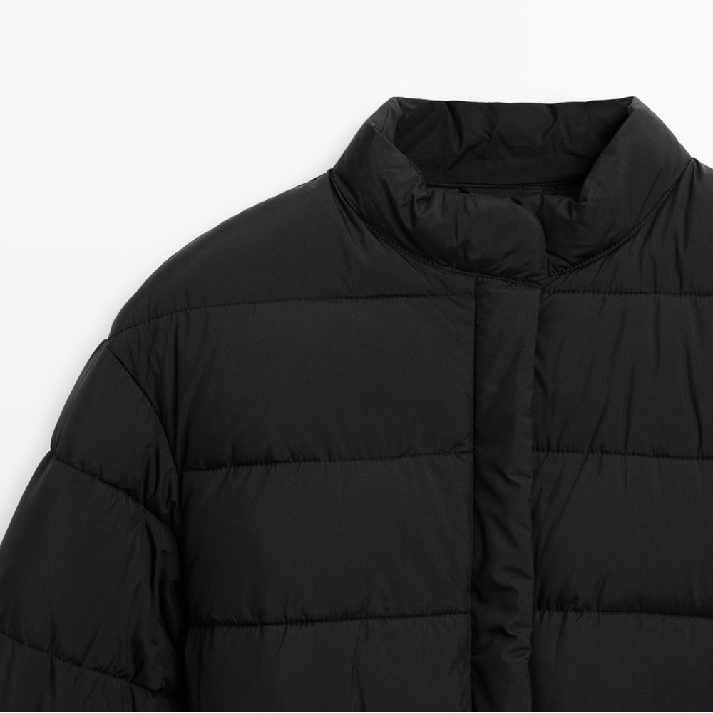 Massimo Dutti Black Water-Repellent Puffer Jacket Size S Drawstring Waist - Picture 5 of 16
